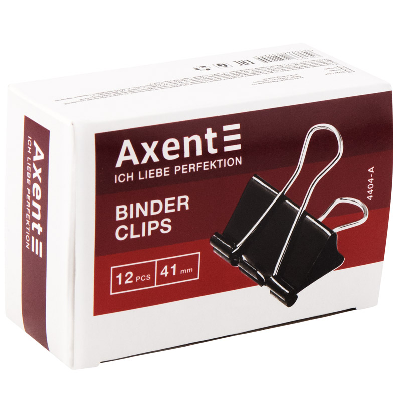 Затискачі для паперів AXENT 41 мм 12 шт чорні (4404-A)